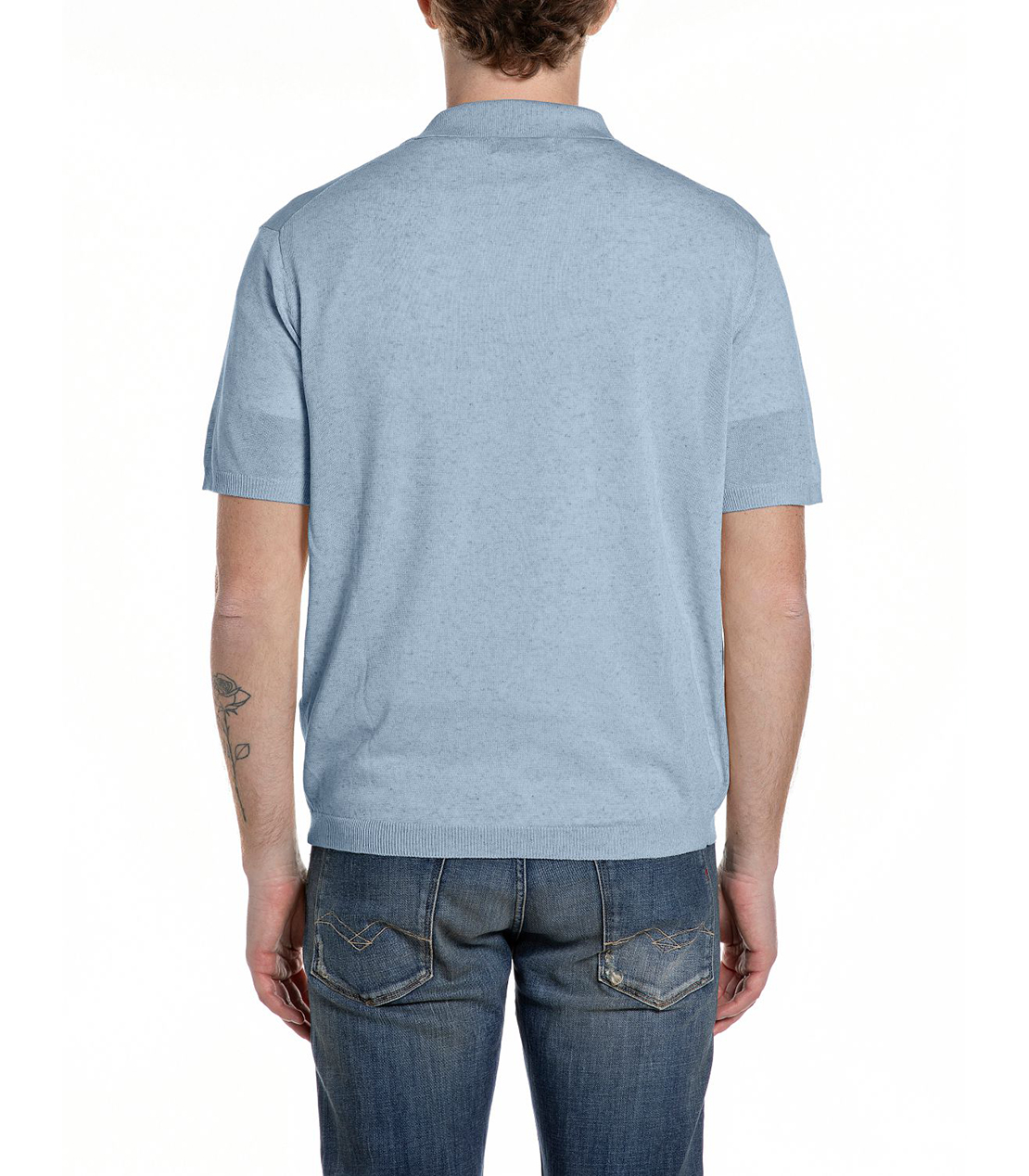 リネンブレンド スキッパー 詳細画像 スカイブルー 2